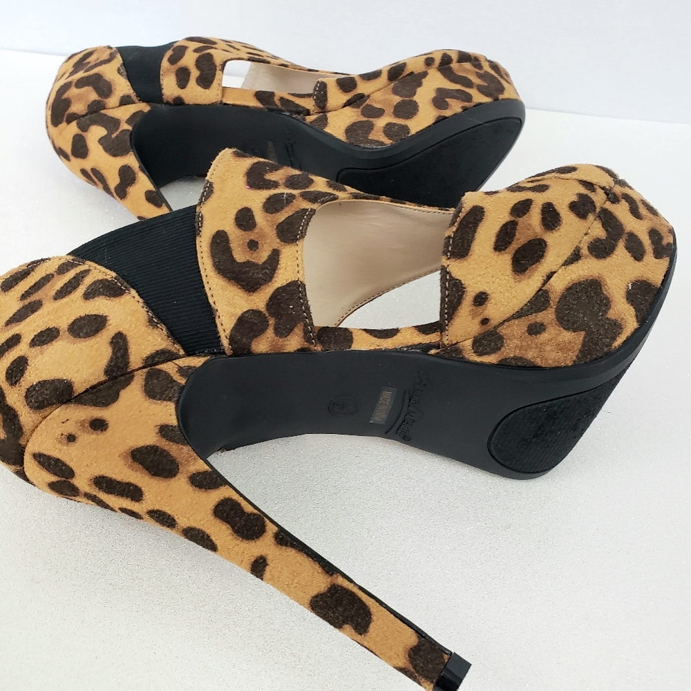 Sky High & Super Sexy Animal Print Platform Stiletto Heels, Peeptoe Sz 5.5 - Picture 5 of 9